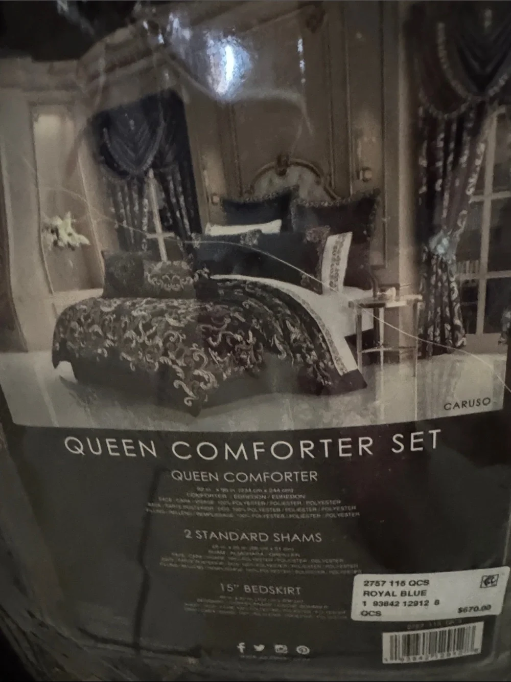 J.Queen New York elegant queen comforter set in navy blue with gold 😍